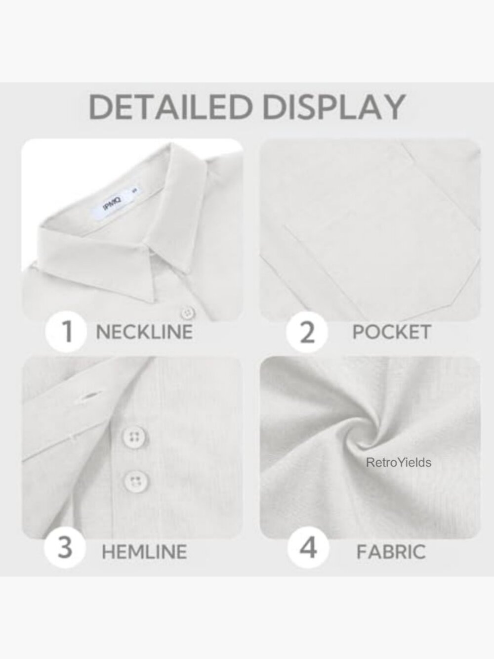 Button Down Shirts Cotton Linen Long Sleeve Dress Shirts Casual Summer Tops - Picture 6 of 7